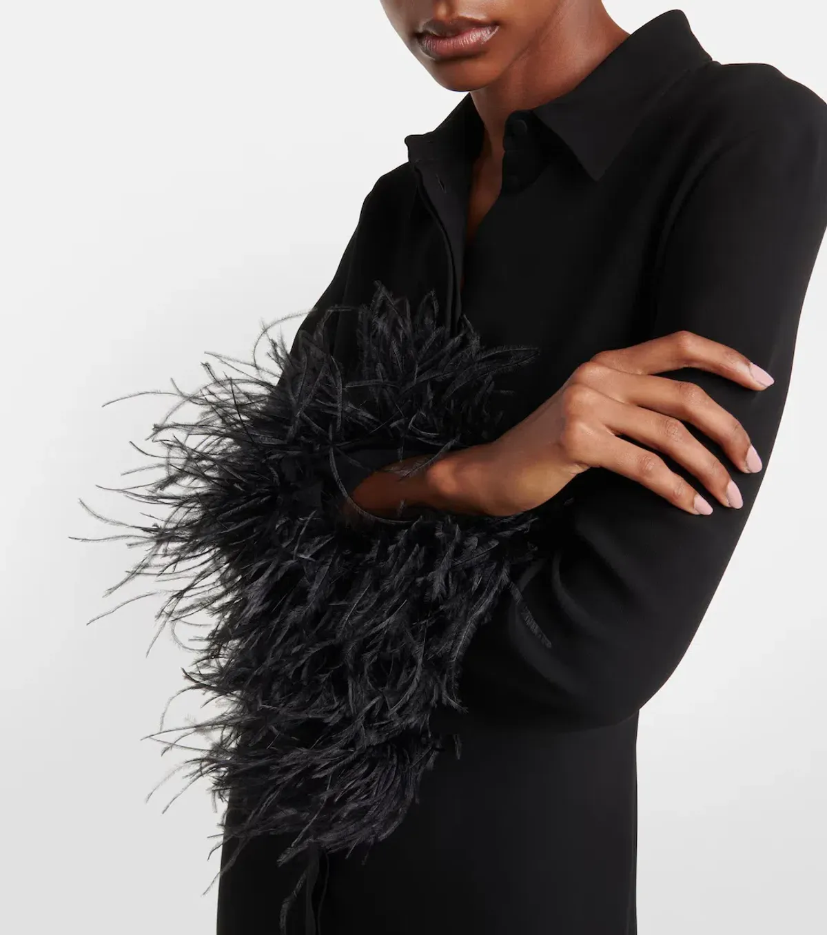 Valentino Feather-trimmed silk midi dress - Image 2