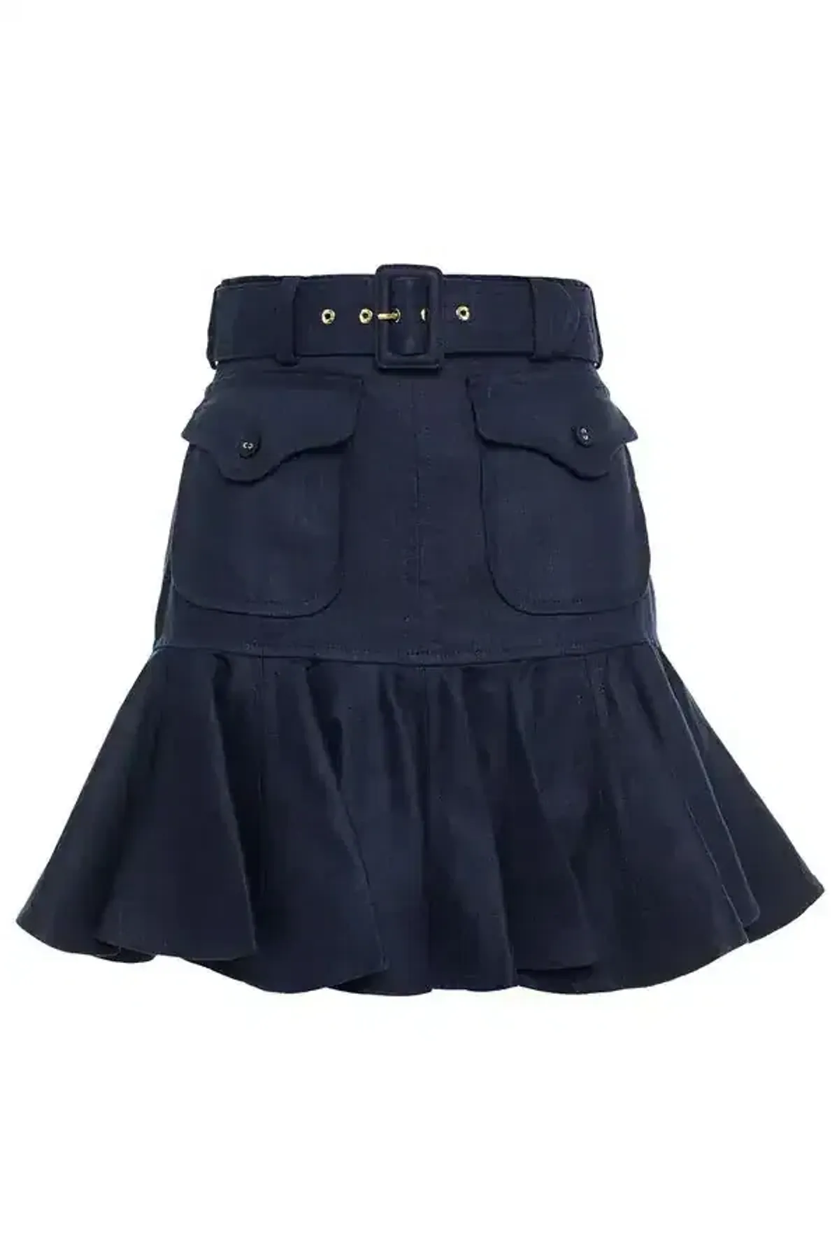 Zimmermann Glassy Safari Belted Linen Mini Skirt Blue Size AU 10 / 1 - Image 5