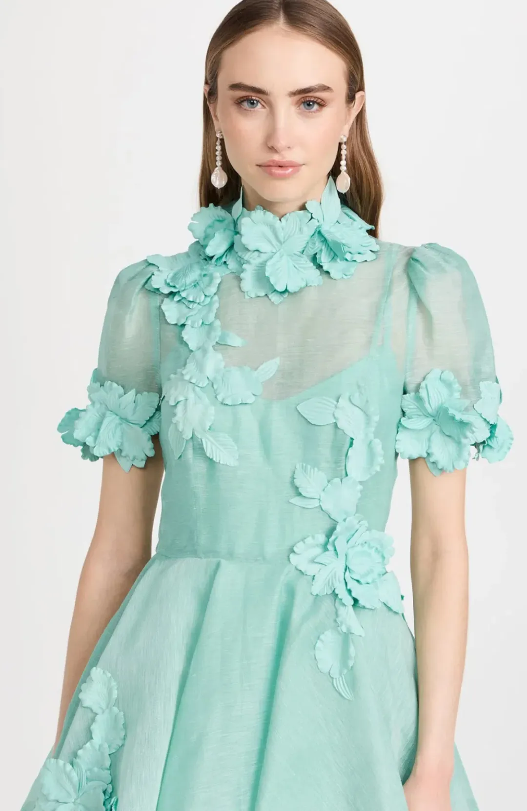 Zimmermann High Tide Lift Off Flower Mini Dress Mint Size AU 12 / 2 for rent on The Volte - main image