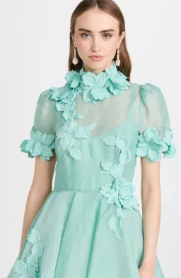 Zimmermann High Tide Lift Off Flower Mini Dress Mint Size AU 12 / 2 for rent on The Volte - image 2