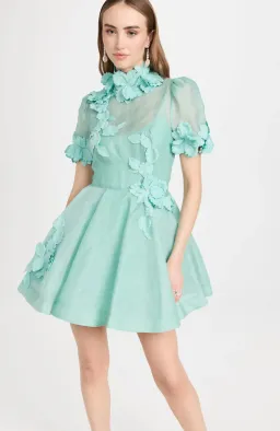 Zimmermann High Tide Lift Off Flower Mini Dress Mint Size AU 12 / 2 for rent on The Volte - image 1