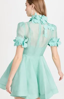 Zimmermann High Tide Lift Off Flower Mini Dress Mint Size AU 12 / 2 for rent on The Volte - image 3