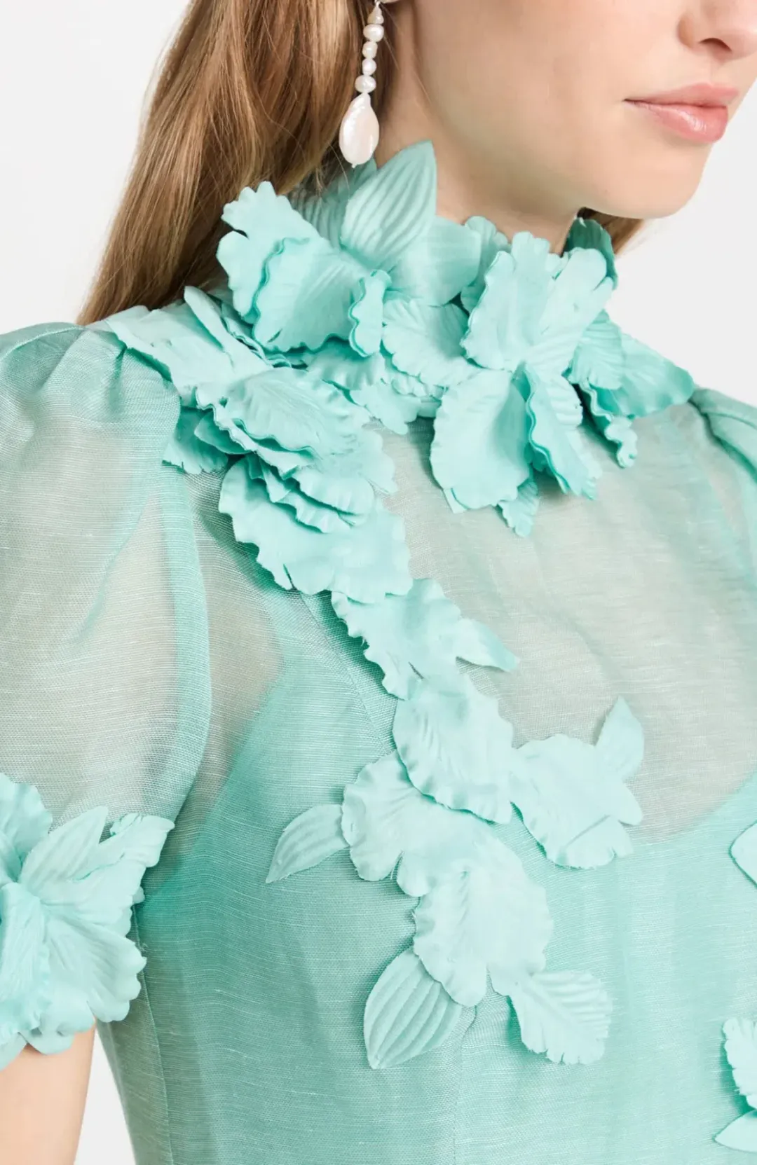Zimmermann High Tide Lift Off Flower Mini Dress Mint Size AU 12 / 2 for rent on The Volte - main image