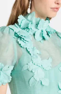 Zimmermann High Tide Lift Off Flower Mini Dress Mint Size AU 12 / 2 for rent on The Volte - image 4