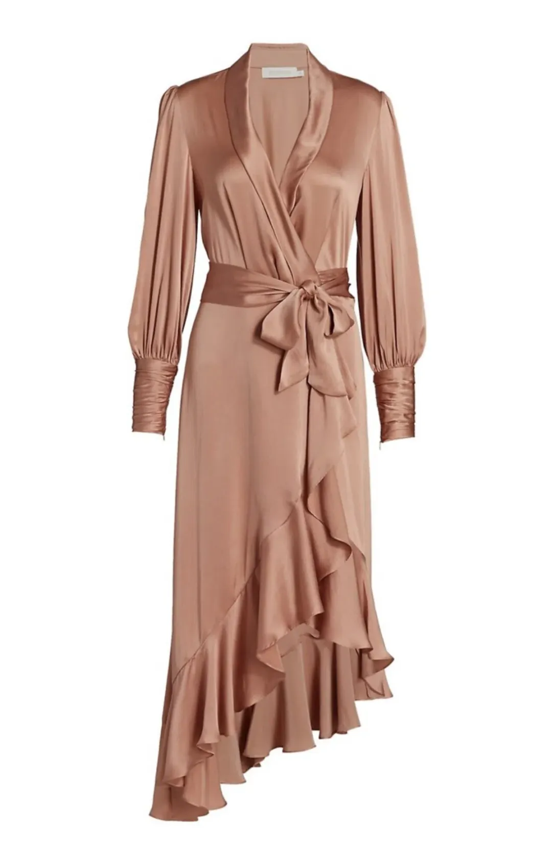 Zimmermann Silk Wrap Ruffle Midi Dress Biscuit AU 12 / 2 for rent on The Volte - main image
