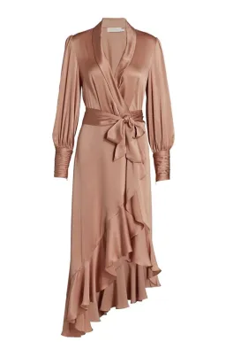 Zimmermann Silk Wrap Ruffle Midi Dress Biscuit AU 12 / 2 for rent on The Volte - image 3