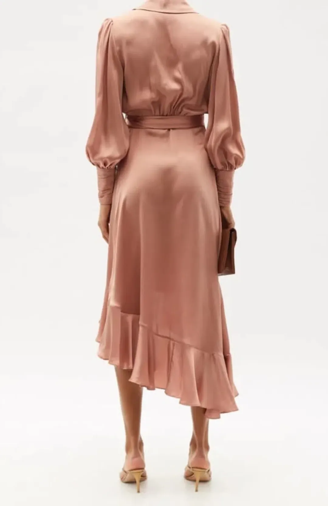 Zimmermann Silk Wrap Ruffle Midi Dress Biscuit AU 12 / 2 for rent on The Volte - main image