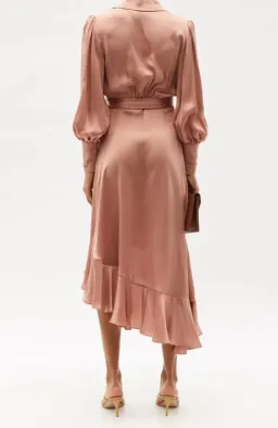 Zimmermann Silk Wrap Ruffle Midi Dress Biscuit AU 12 / 2 for rent on The Volte - image 2