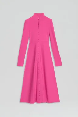 SCANLAN THEODORE CREPE KNIT BUTTON POLO DRESS FUCHSIA SIZE XS for rent on The Volte - image 3
