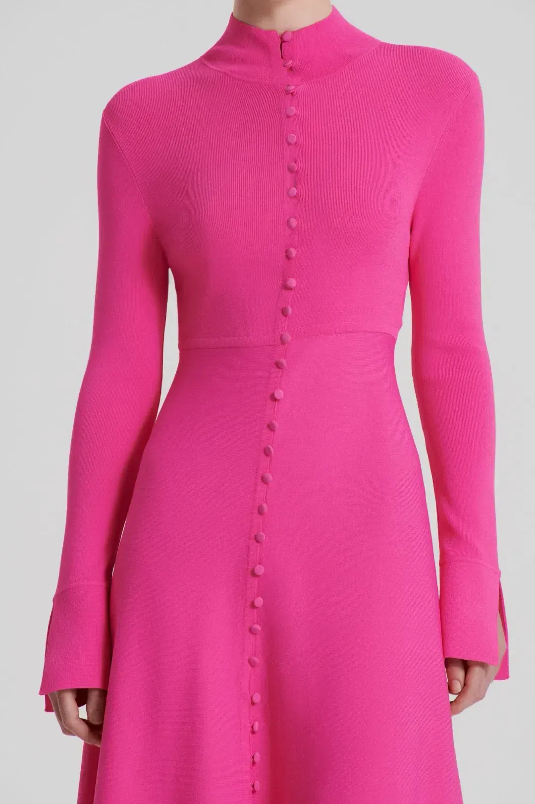 SCANLAN THEODORE CREPE KNIT BUTTON POLO DRESS FUCHSIA SIZE XS for rent on The Volte - main image