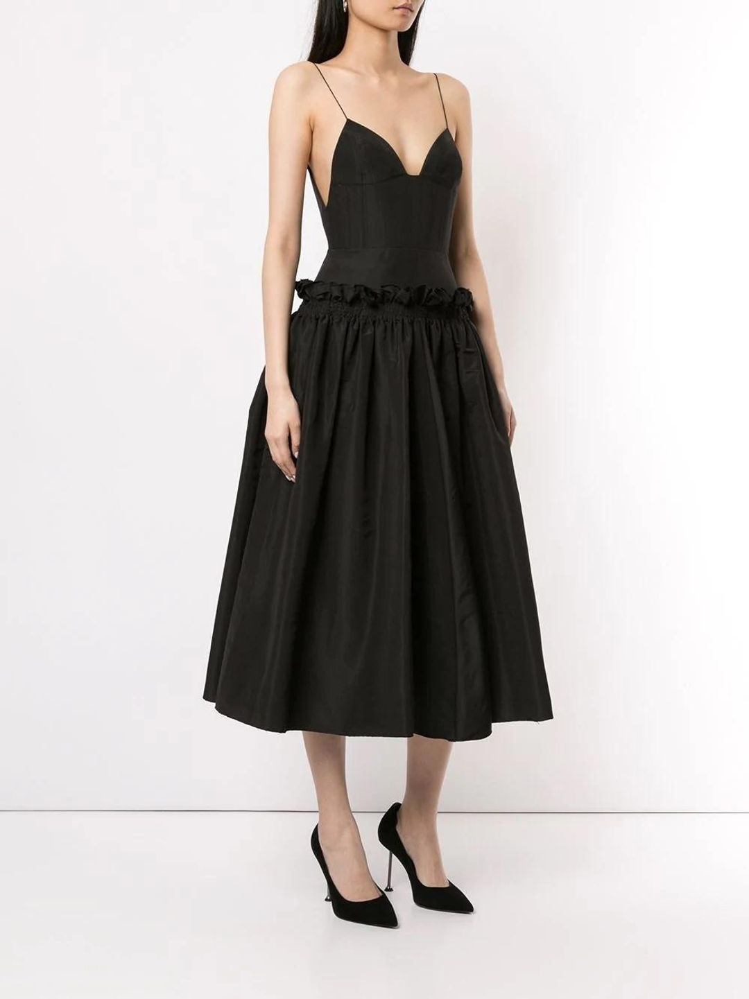 Alex Perry Abigail Midi Dress Black Size 8 for rent on The Volte - main image