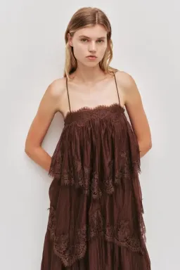 🤎 Aje OPHELIA Lace Gown in Chocolate Brown - Size 10 AU - Tiered Layered Maxi Dress 🤎 General Information for rent on The Volte - image 8