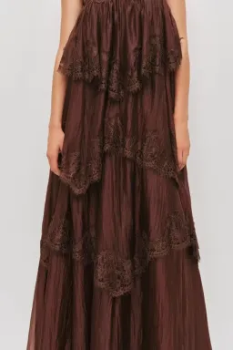 🤎 Aje OPHELIA Lace Gown in Chocolate Brown - Size 10 AU - Tiered Layered Maxi Dress 🤎 General Information for rent on The Volte - image 4