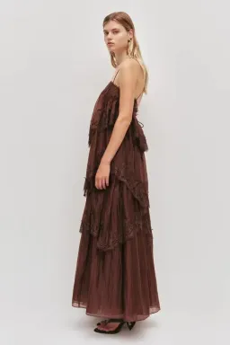 🤎 Aje OPHELIA Lace Gown in Chocolate Brown - Size 10 AU - Tiered Layered Maxi Dress 🤎 General Information for rent on The Volte - image 2
