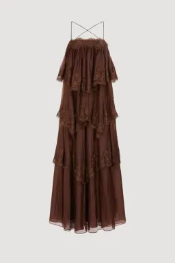 🤎 Aje OPHELIA Lace Gown in Chocolate Brown - Size 10 AU - Tiered Layered Maxi Dress 🤎 General Information for rent on The Volte - image 6