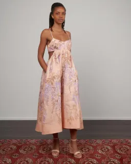 🌸 ZIMMERMAN Rosa Bralette Midi Dress – Lilac Pink Wisteria Floral Maxi – Size 2 / AU 12 🌸 for rent on The Volte - image 7