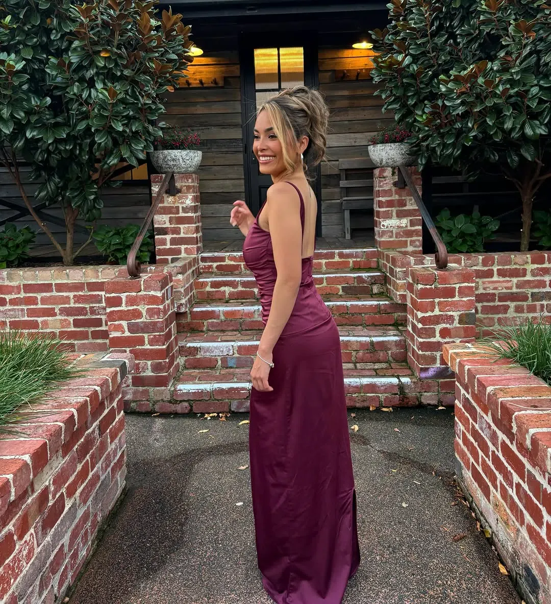 Ance Gria Atlein Gown in Plum for rent on The Volte - main image