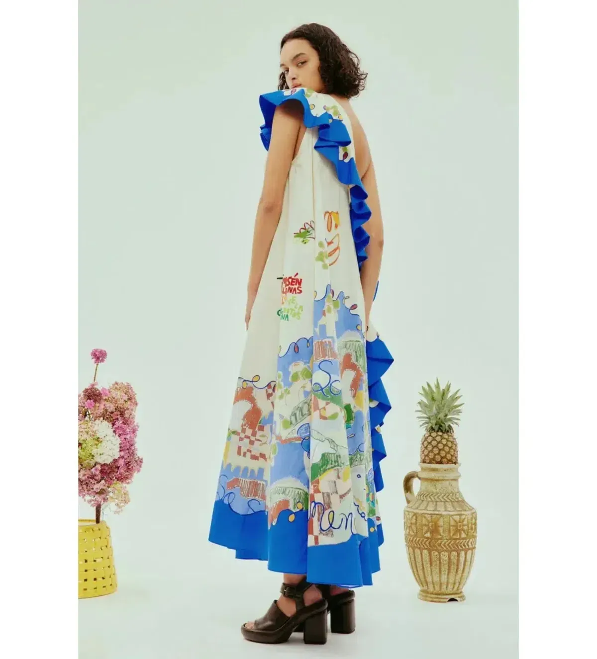 Alemais Nadia One Shoulder Ruffle Maxi Dress Multi Print Size 12 - Image 2