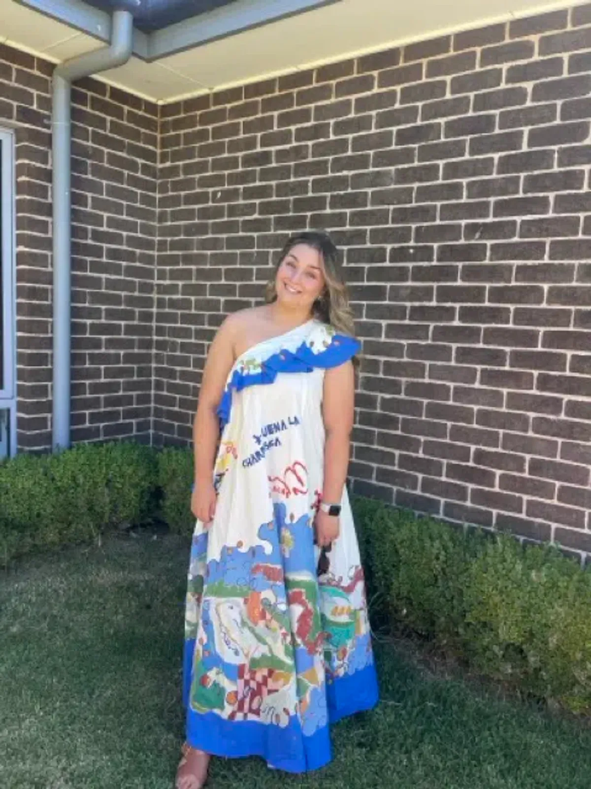 Alemais Nadia One Shoulder Ruffle Maxi Dress Multi Print Size 12 - Image 4