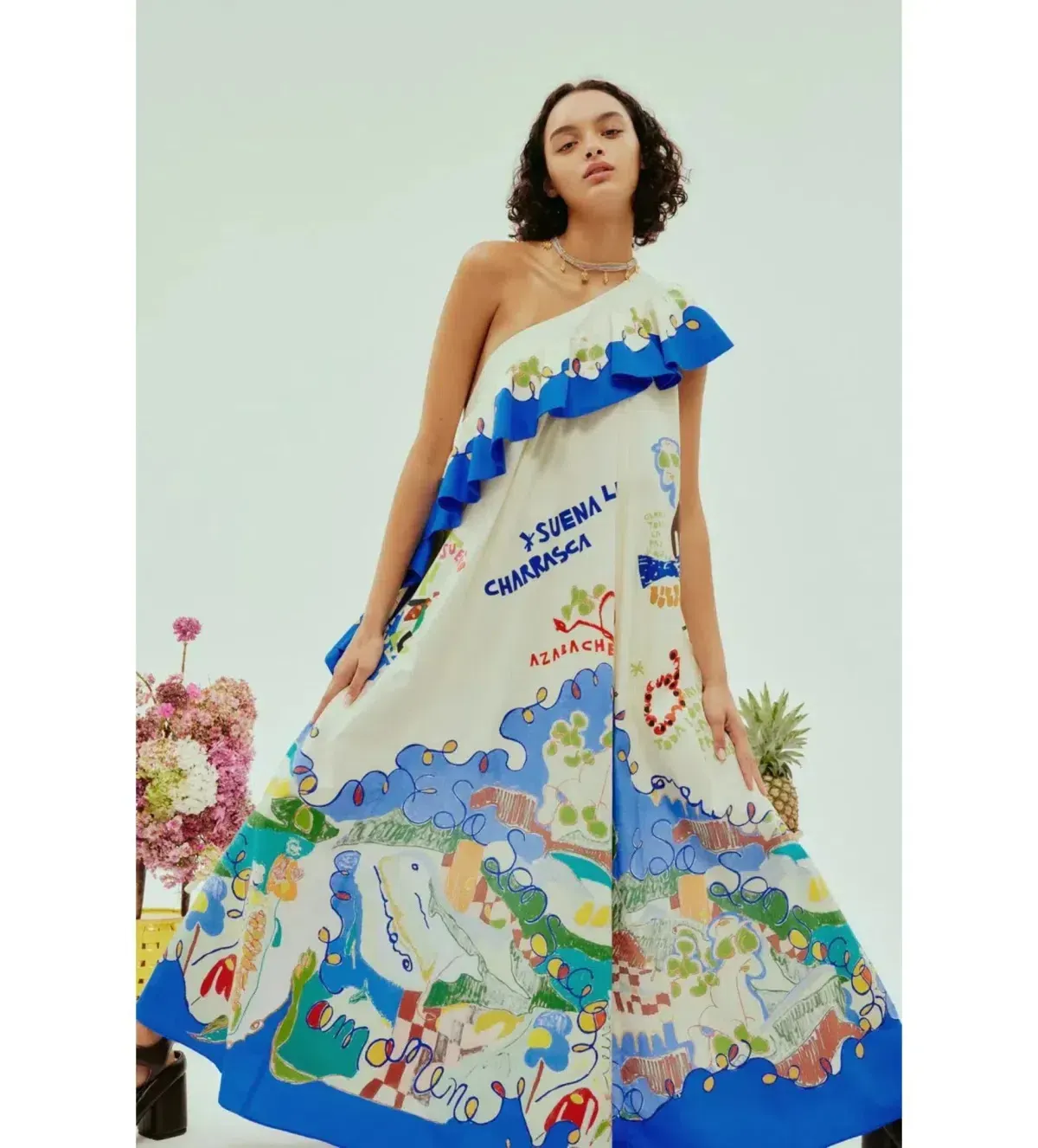 Alemais Nadia One Shoulder Ruffle Maxi Dress Multi Print Size 12 - Image 1