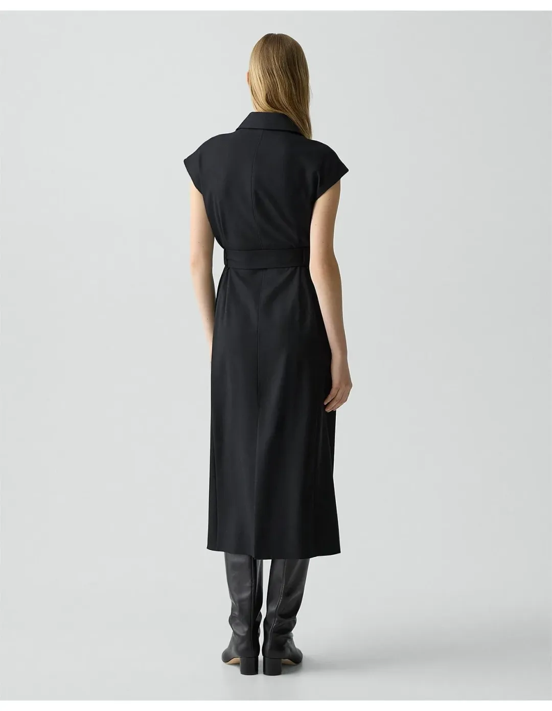 Theory Double-Breasted Wool-Blend Flannel Dress Size S Black for rent on The Volte - main image