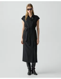 Theory Double-Breasted Wool-Blend Flannel Dress Size S Black for rent on The Volte - image 1