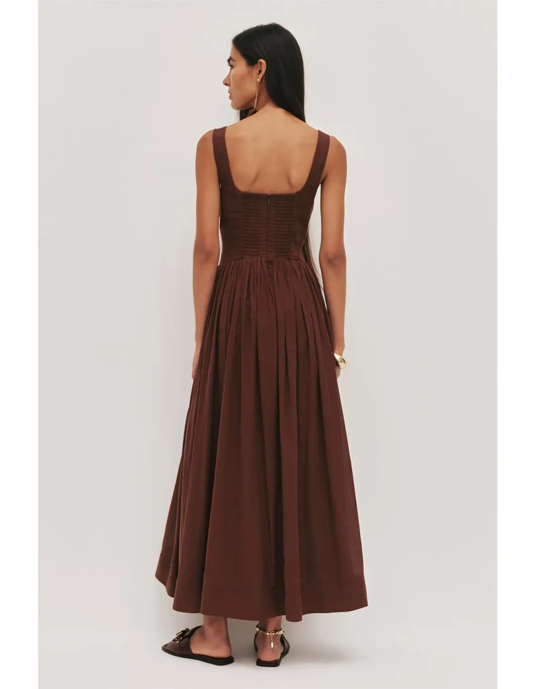 Aje Sunny Midi Dress Size 8 Chocolate for rent on The Volte - main image