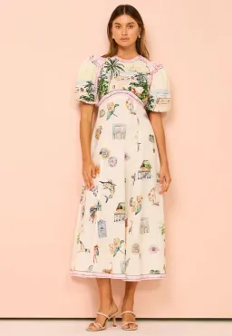 Alemais Sunset Print Midi Dress in Multi Size AU 12 for rent on The Volte - image 1
