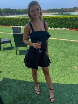 By Johnny Gathered Mini Ripple Dress - Black Size 8 for rent on The Volte - image 1