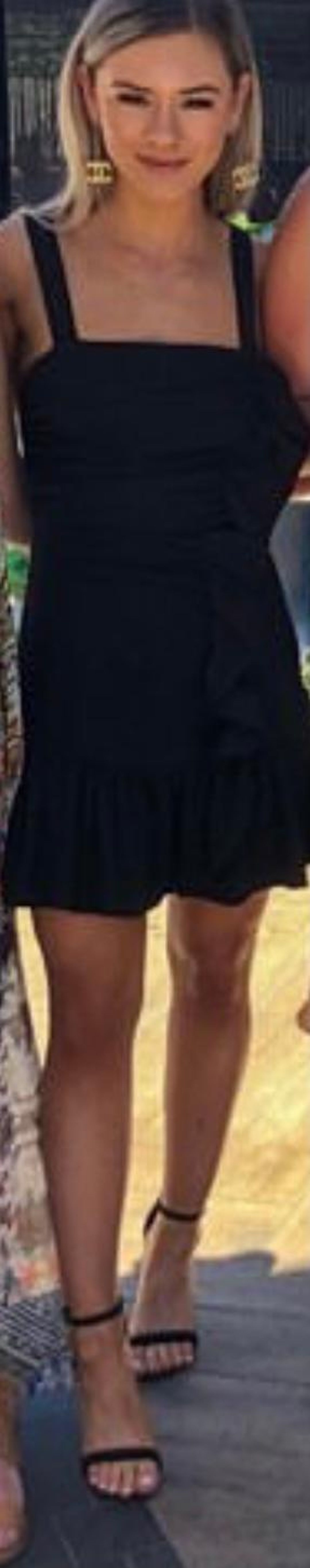 By Johnny Gathered Mini Ripple Dress - Black Size 8 for rent on The Volte - main image