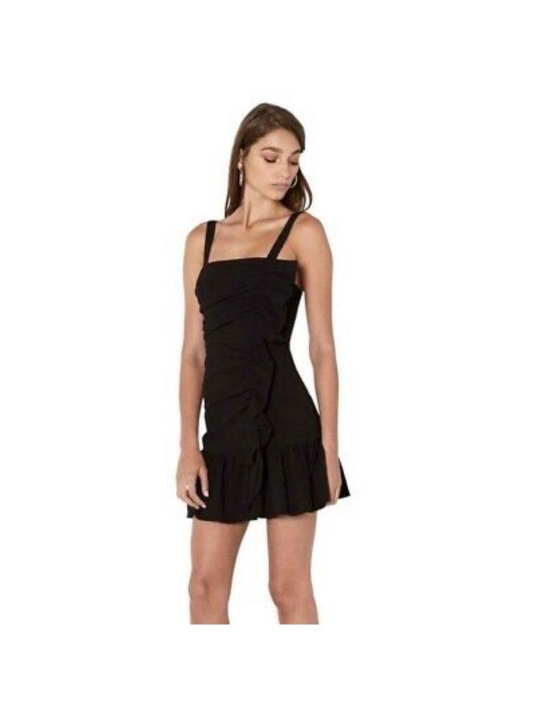By Johnny Gathered Mini Ripple Dress - Black Size 8 for rent on The Volte - main image