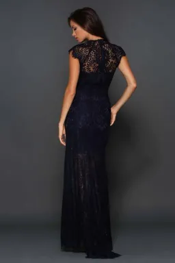 Elle Zeitoune Demi Lace Gown Navy for rent on The Volte - image 2