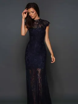 Elle Zeitoune Demi Lace Gown Navy for rent on The Volte - image 1