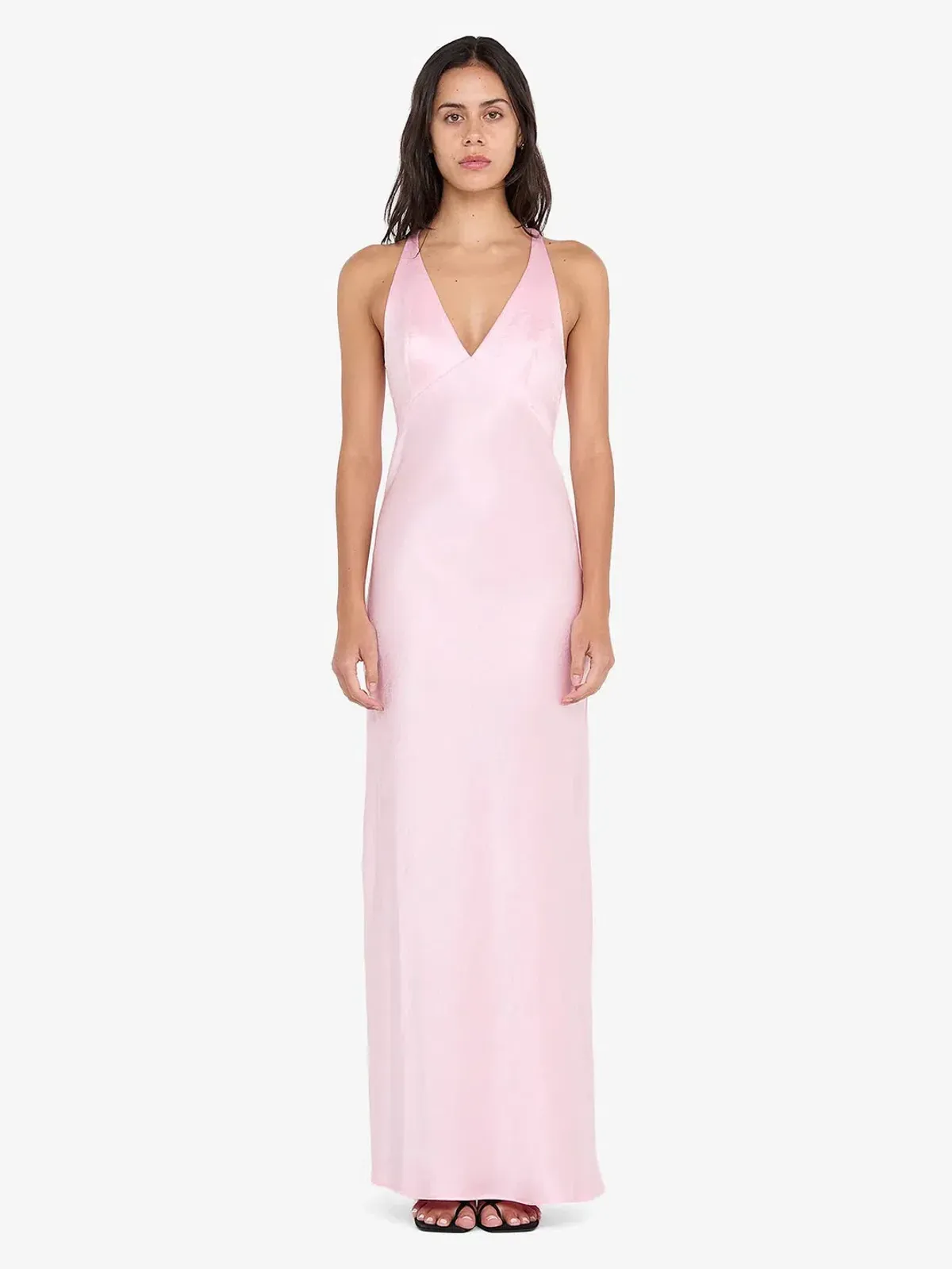 BEC & BRIDGE THE DREAMER V NECK MAXI / POWDER PINK / SIZE 6 for rent on The Volte - main image