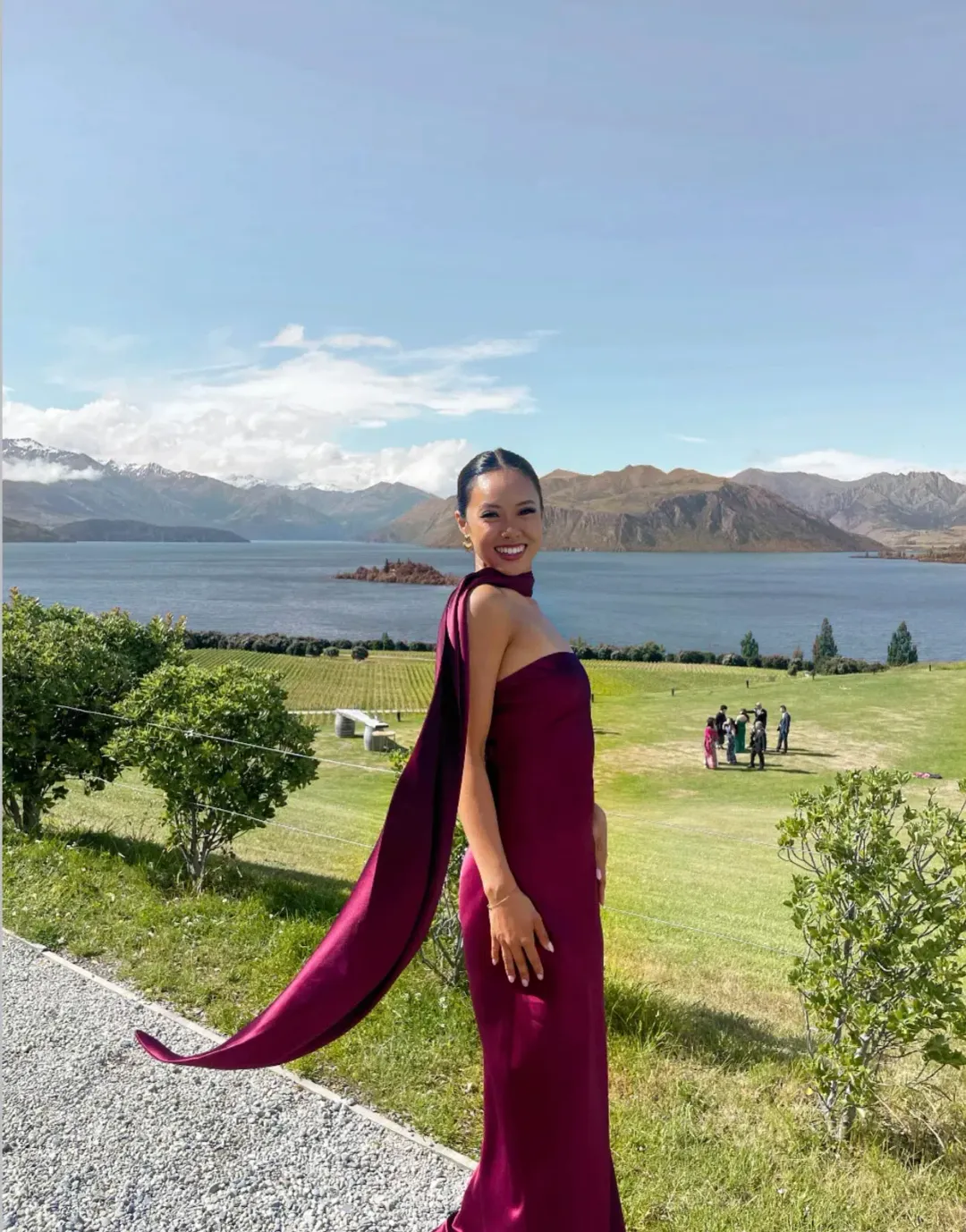 MISHA Lilia Satin Maxi Wine Size 8 for rent on The Volte - main image