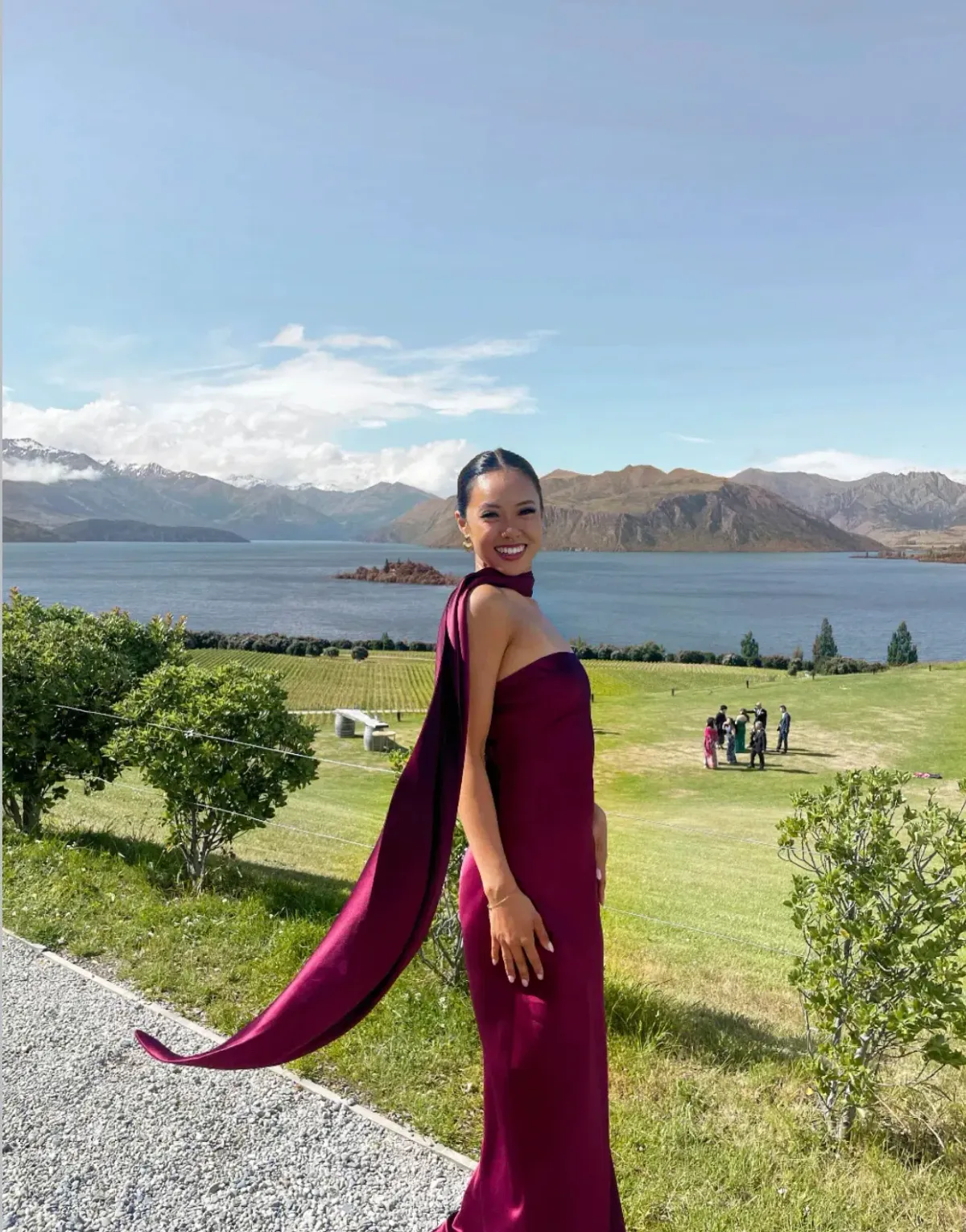 MISHA Lilia Satin Maxi Wine Size 8 for rent on The Volte - main image