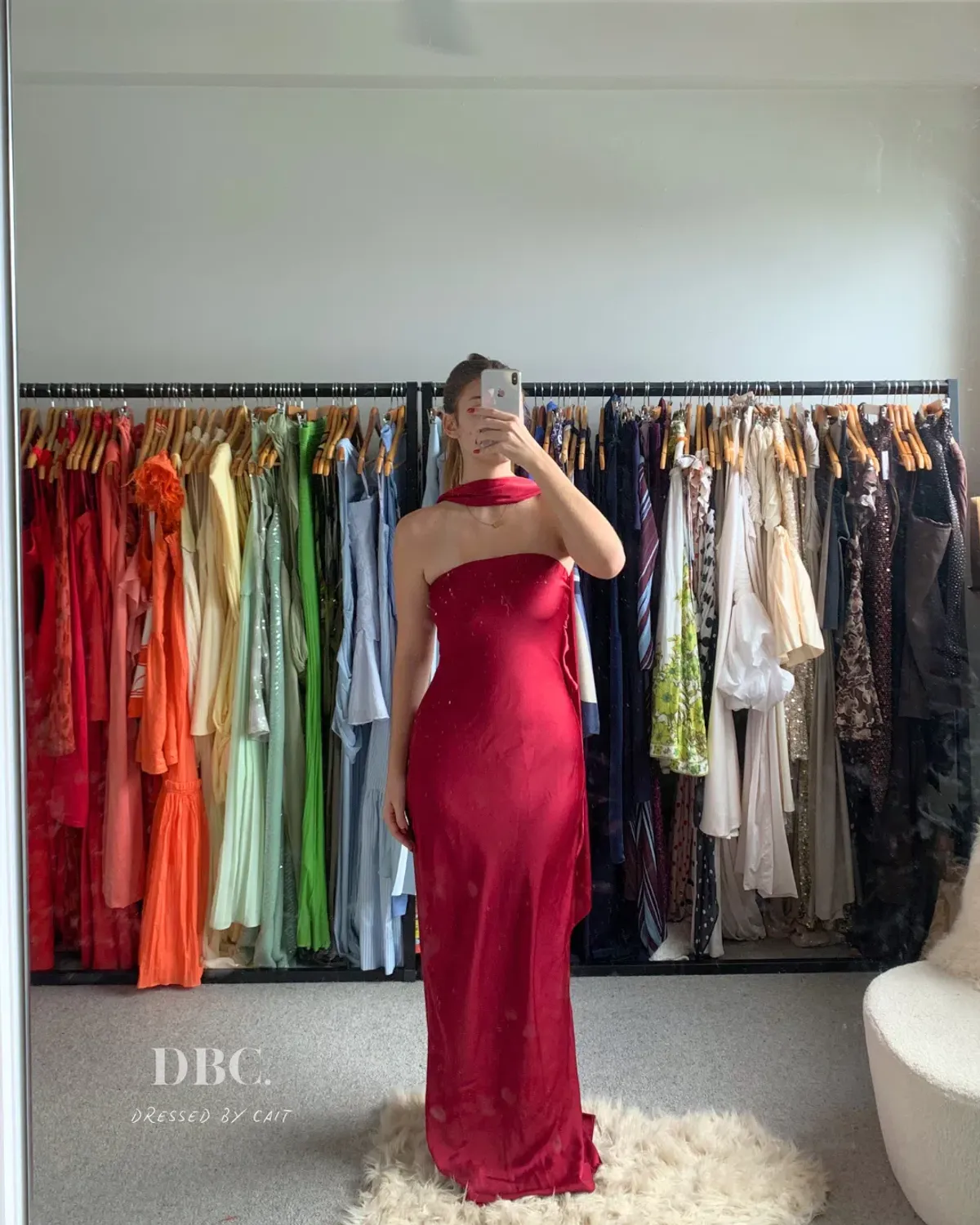 MISHA Lilia Satin Maxi Beetroot Size 6 - Image 1