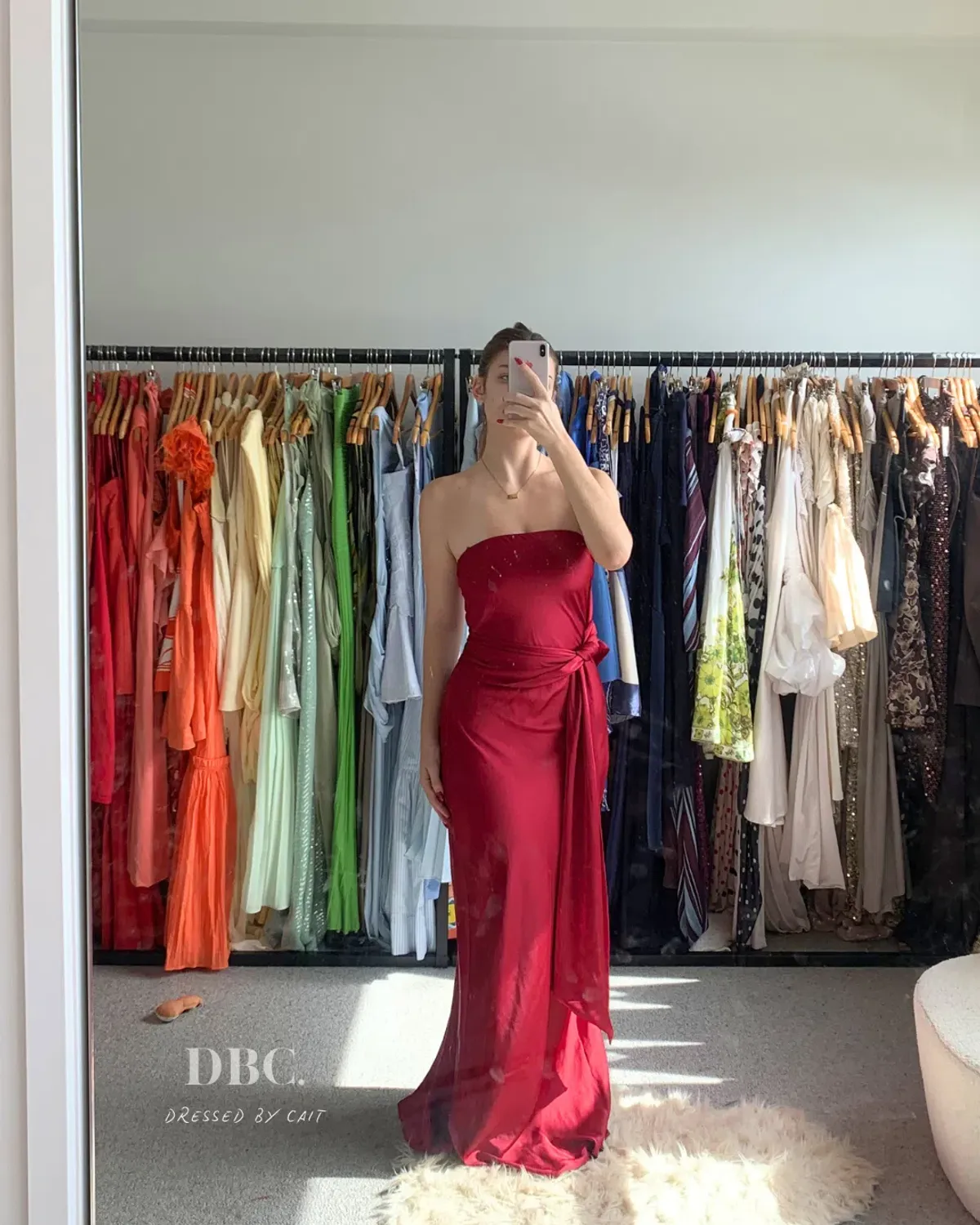 MISHA Lilia Satin Maxi Beetroot Size 6 - Image 3