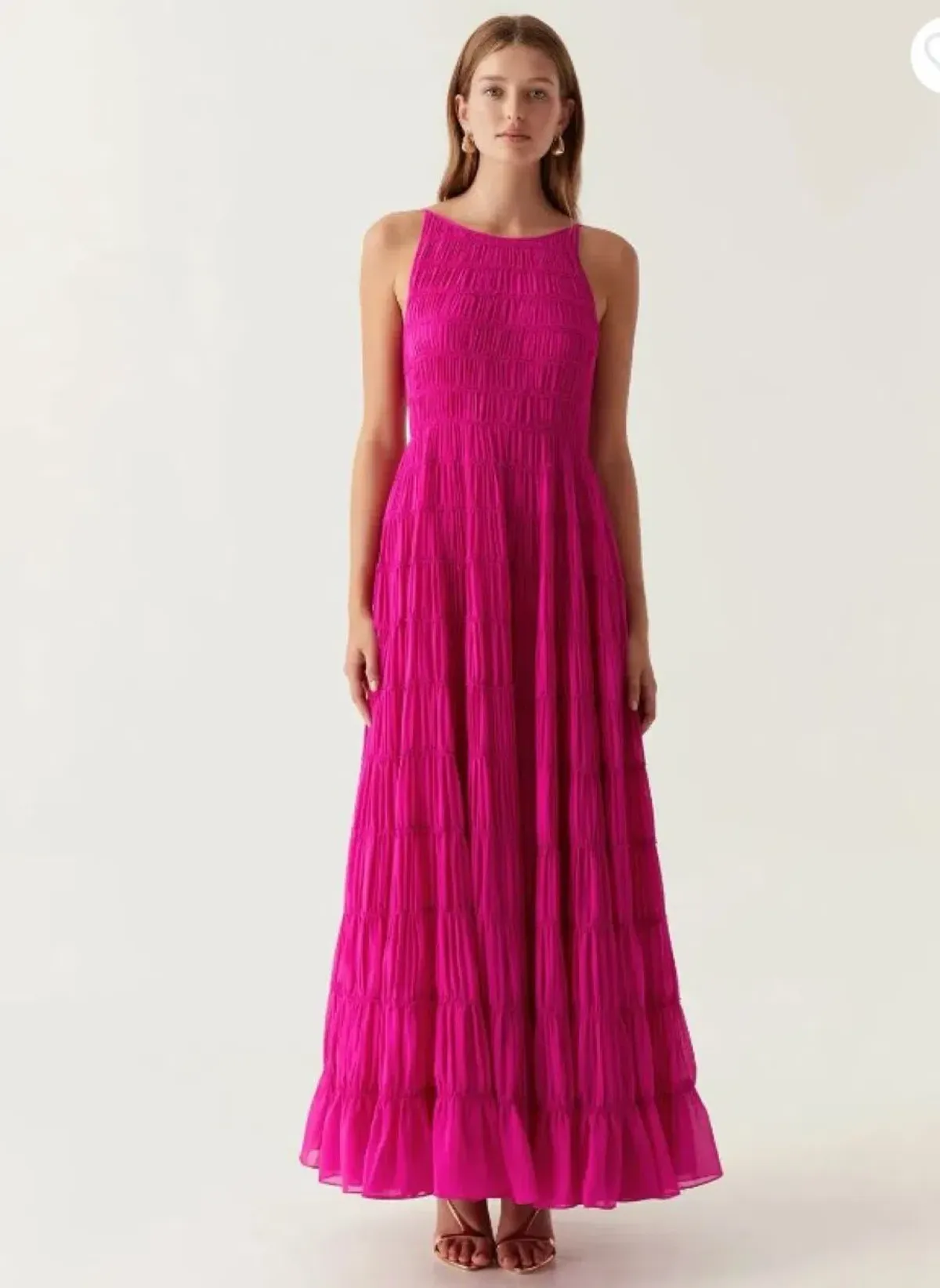 Aje Rosewood Ruched Maxi Dress Magenta Size AU 6 - Image 2