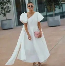 Aje Arista Tulip Puff Sleeve White Midi Size 6 for rent on The Volte - image 1