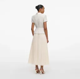 Self Portrait Cream Boucle Collared Midi Dress Size 18 for rent on The Volte - image 3