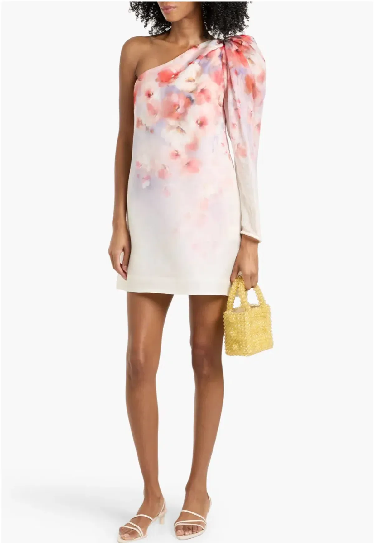 Zimmermann Crush one-shoulder linen and silk-blend mini dress in the Scarlet Floral print - Image 1