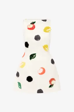 Leo Lin Ali Embellished Boat Neck Mini Dress Citrus Spots Size 8 for rent on The Volte - image 1