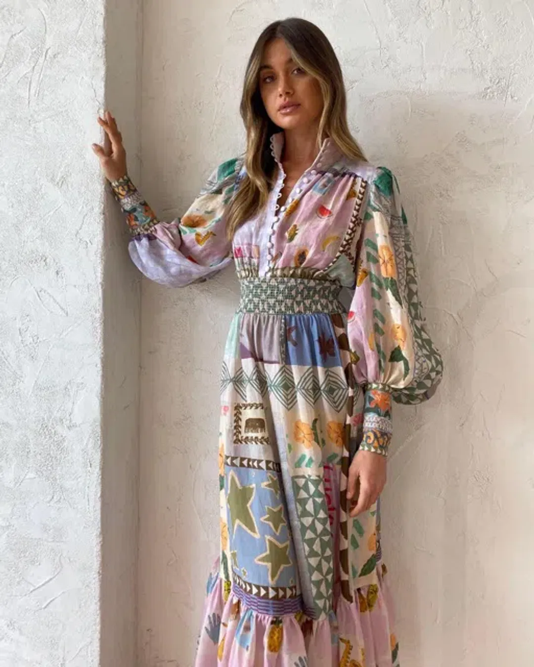 Alemais Emma Gale Shirtdress Multi Print Size 8 AU for rent on The Volte - main image