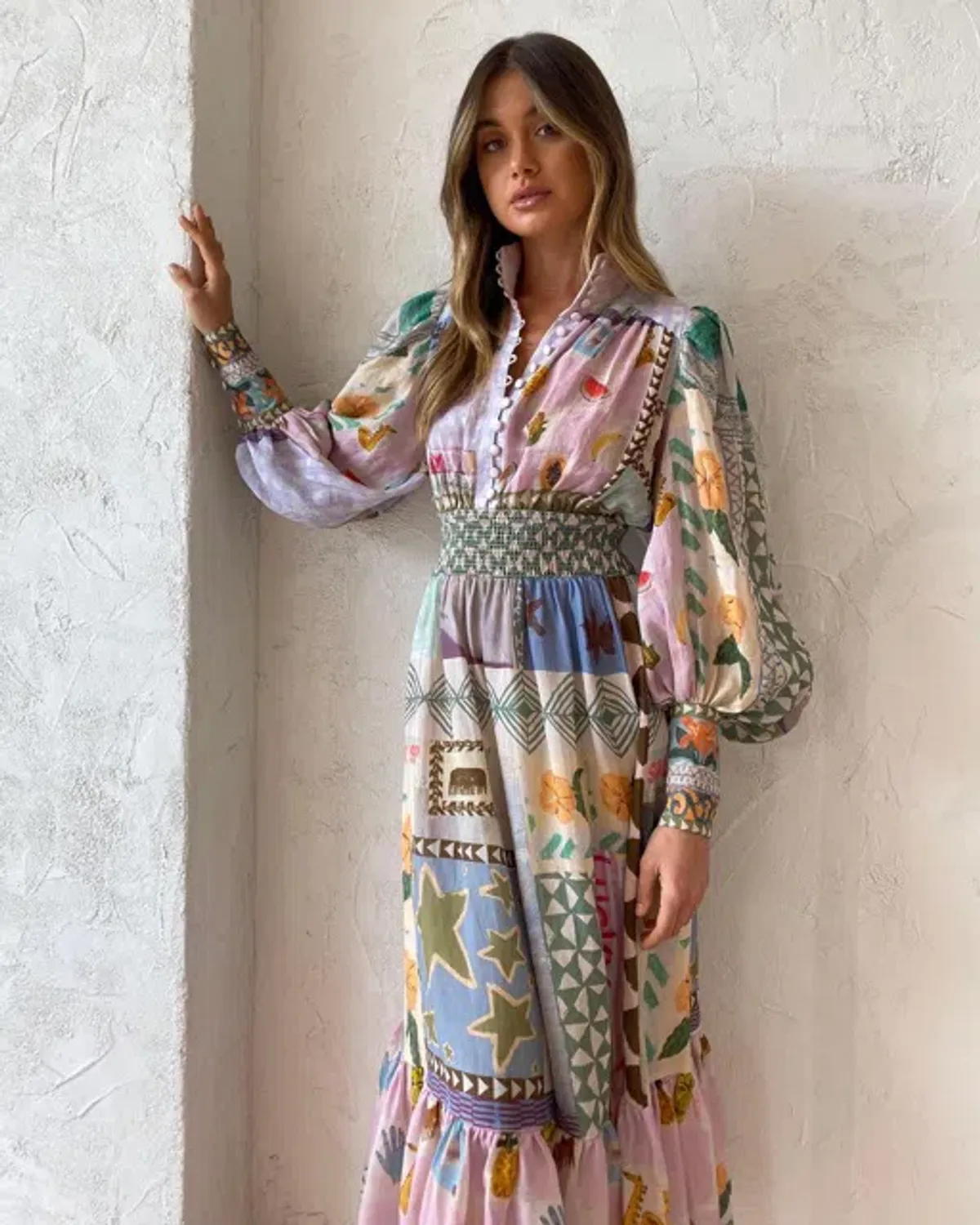 Alemais Emma Gale Shirtdress Multi Print Size 8 AU - Image 3