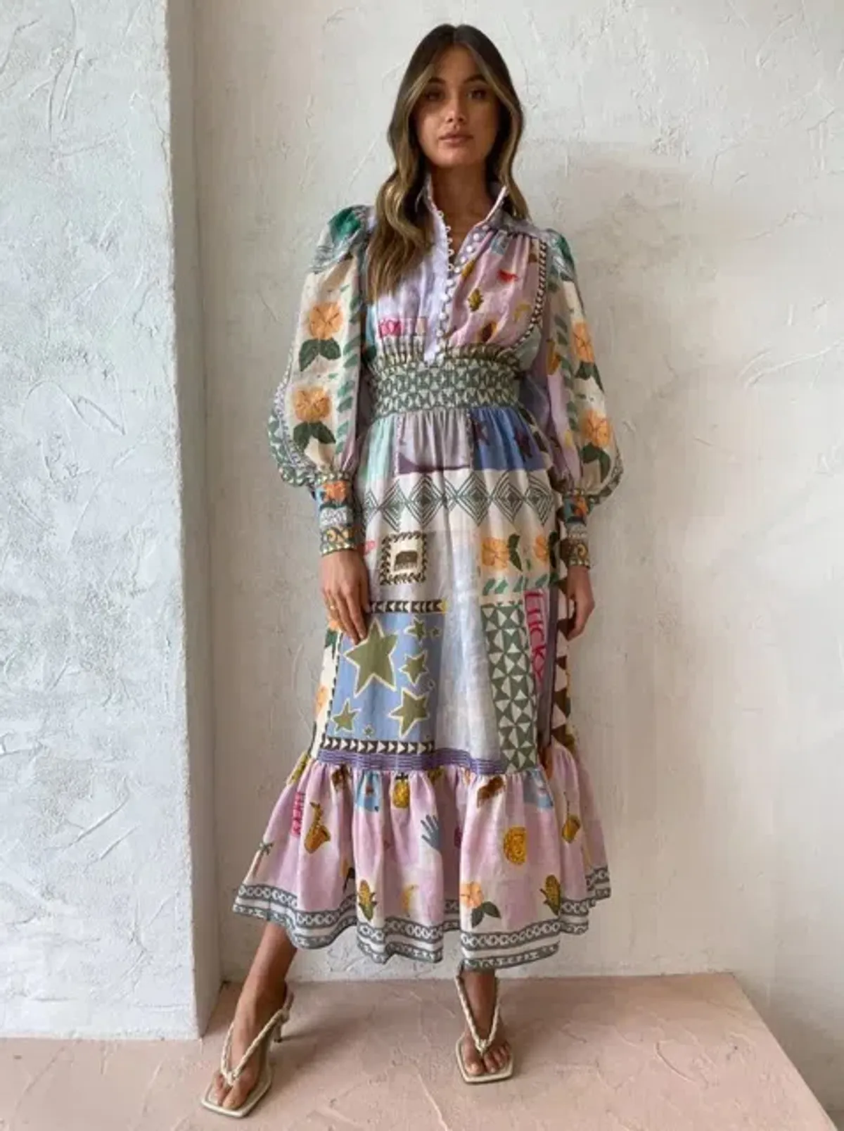 Alemais Emma Gale Shirtdress Multi Print Size 8 AU - Image 4