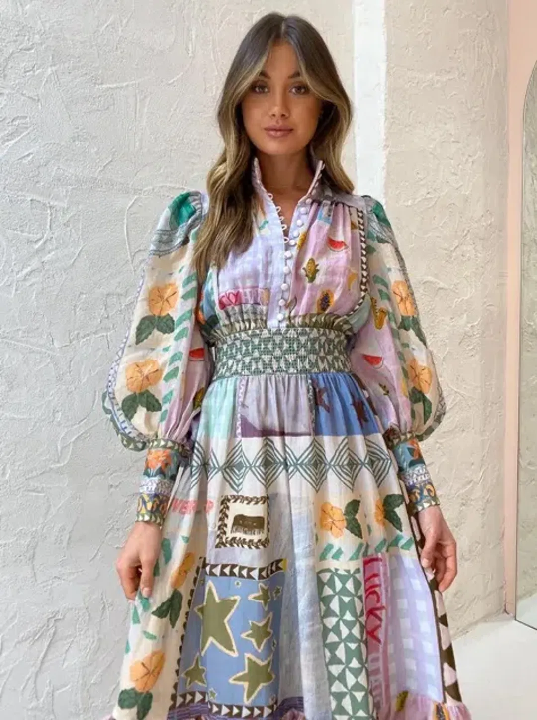 Alemais Emma Gale Shirtdress Multi Print Size 8 AU for rent on The Volte - main image