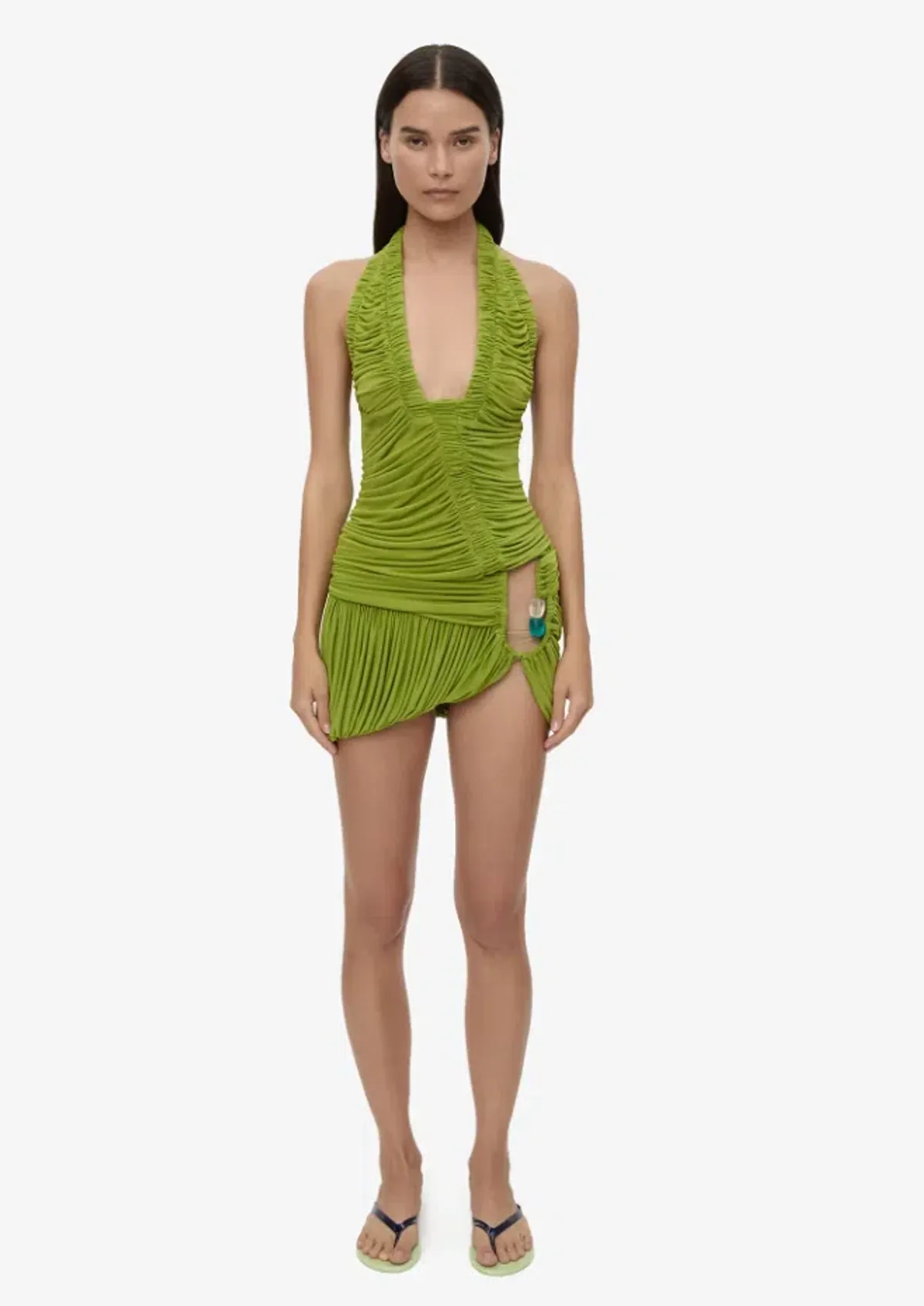 Christopher Esber Beach Glass Bubble Mini Dress dyspsis green Size 8 for rent on The Volte - main image