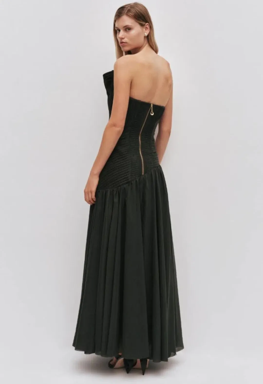 Aje Aquiline Dress in Hunter Green Size 8 for rent on The Volte - main image