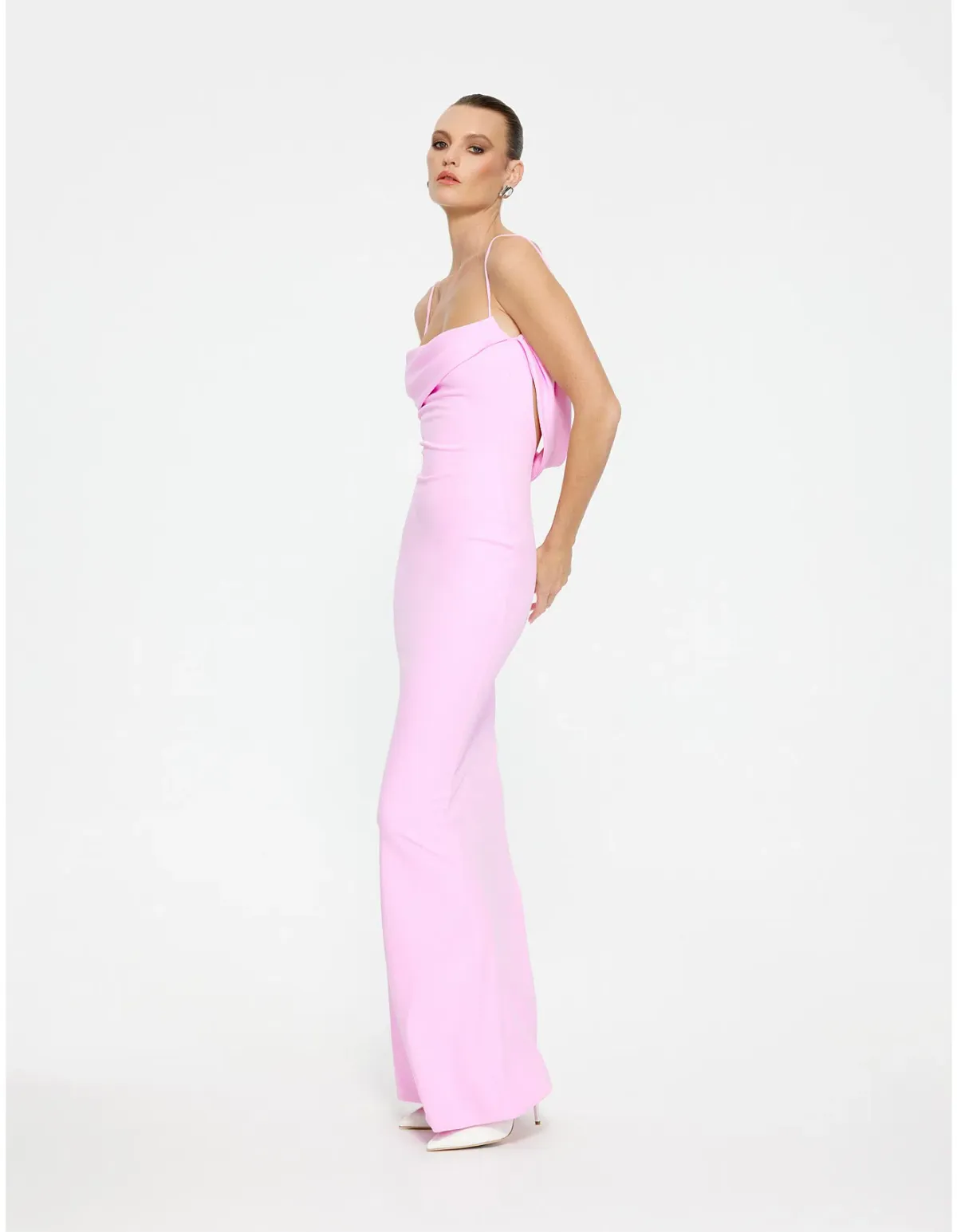Effie Kats - Havilland Low Back Floor Length Gown "Taffy Pink" Size S - Image 2